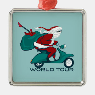Santa's World Tour Scooter Metalen Ornament