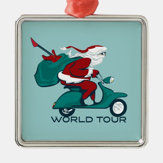 Santa's World Tour Scooter Metalen Ornament (Voorkant)