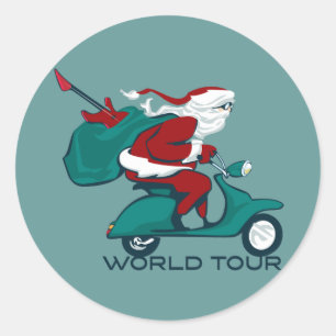Santa's World Tour Scooter Ronde Sticker