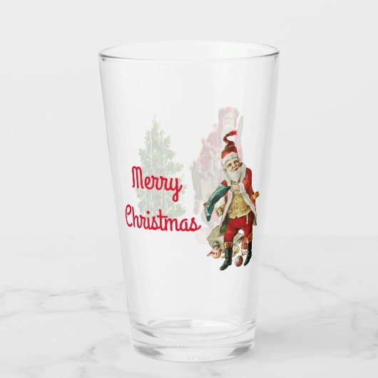 Santas Ye Old Kerstmis Pint Glass - Nostalgisch Glas (Achterkant)