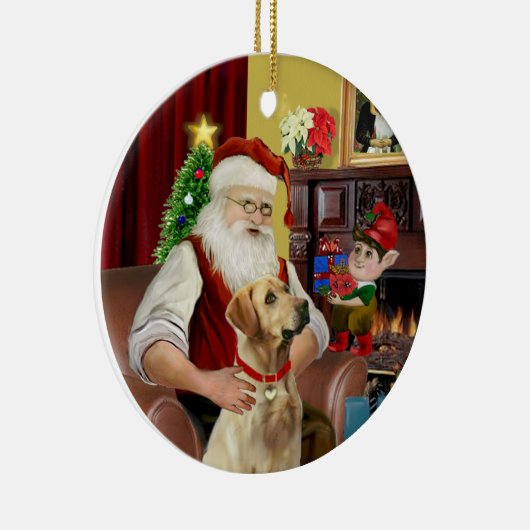 Santa's Yellow Lab (#8) Keramisch Ornament (Rechts)
