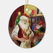 Santa's Yellow Lab (#8) Keramisch Ornament (Links)