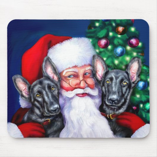 Santa's zwarte duitse Sheperd Dogs Muismat (Voorkant)