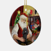 Santa's Zwarte Speeltje/Minipoedel Keramisch Ornament (Rechts)