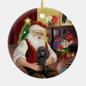 Santa's Zwarte Speeltje/Minipoedel Keramisch Ornament (Achterkant)
