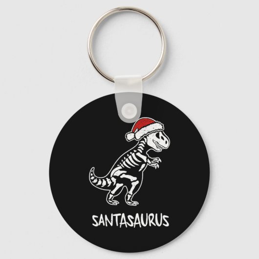 Santasaurus Dinosaur Skelet Kerstmis T Rex  Sleutelhanger (Voorkant)