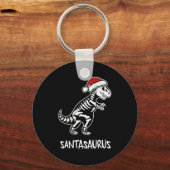 Santasaurus Dinosaur Skelet Kerstmis T Rex  Sleutelhanger (Voorkant)