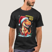 Santasaurus Rex Funny Dinosaur xmas Santa Hat Cand T-shirt (Voorkant)