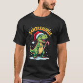 Santasaurus Rex Grappige Dinosaurus Kerstman Hoed T-shirt (Voorkant)