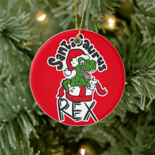 Santasaurus Rex Keramisch Ornament (Boom)