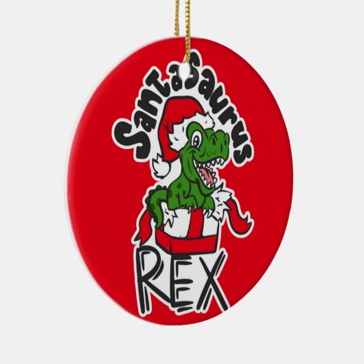 Santasaurus Rex Keramisch Ornament (Rechts)