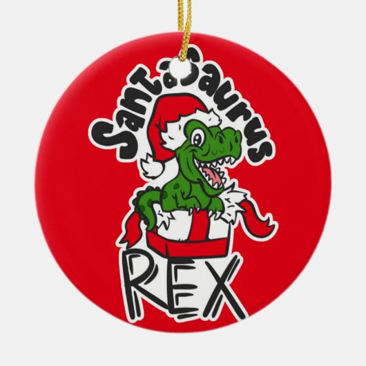 Santasaurus Rex Keramisch Ornament (Voorkant)
