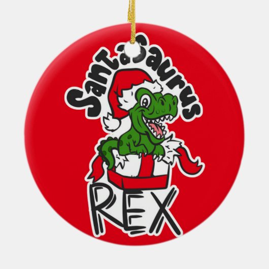 Santasaurus Rex Keramisch Ornament (Achterkant)