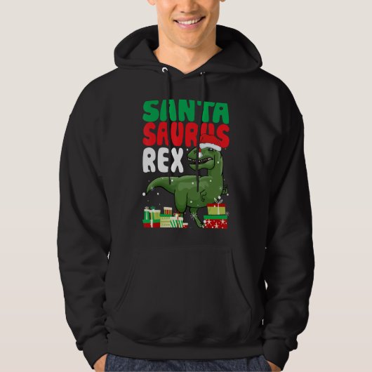 Santasaurus Rex Kerstmis Rex Dinosaur Santa Kinder Hoodie (Voorkant)