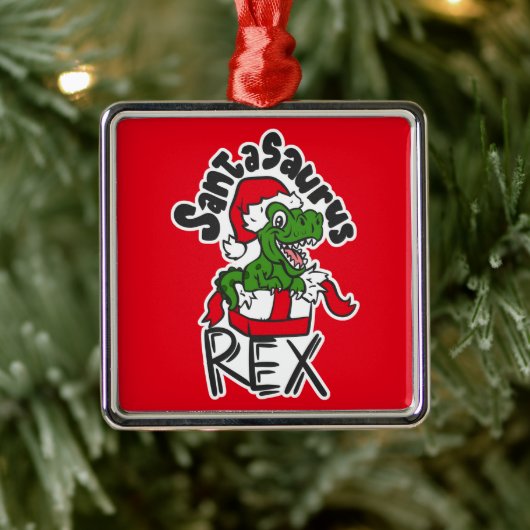 Santasaurus Rex Metalen Ornament (Boom)