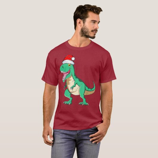 Santasaurus Rex TRex-kerstpyjama Dinosaur T-shirt (Voorkant volledig)