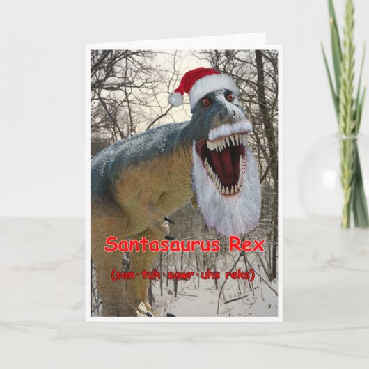 Santasaurus Rex Vakantie Groeten Kaart (Voorkant)