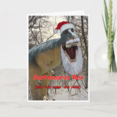 Santasaurus Rex Vakantie Groeten Kaart met Verse (Voorkant)