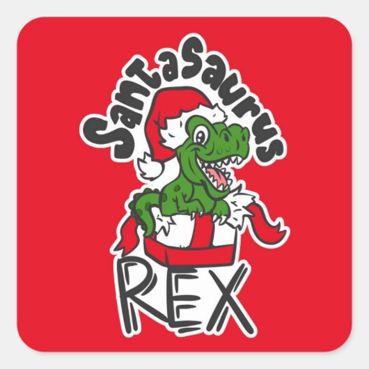 Santasaurus Rex Vierkante Sticker (Voorkant)