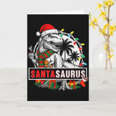 Santasaurus T Rex Dinosaur Grappige Kerstman Sauru Kaart (Gele Bloem)
