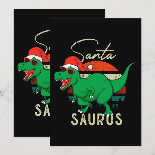 Santasaurus Trex Dino Kerstmis Dinosaurus  C Kaart (Voorkant / Achterkant)