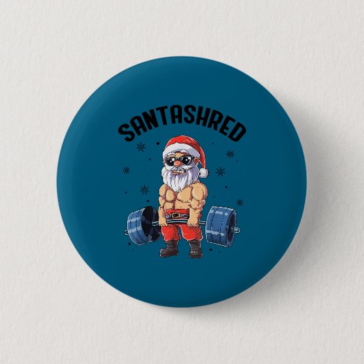 Santashred Funny Santa Meme Xmas Gym Bodybuilding  Ronde Button 5,7 Cm (Voorkant)
