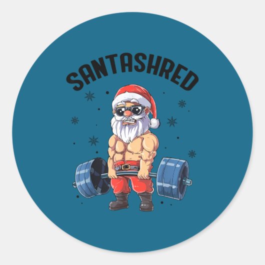 Santashred Funny Santa Meme Xmas Gym Bodybuilding  Ronde Sticker (Voorkant)