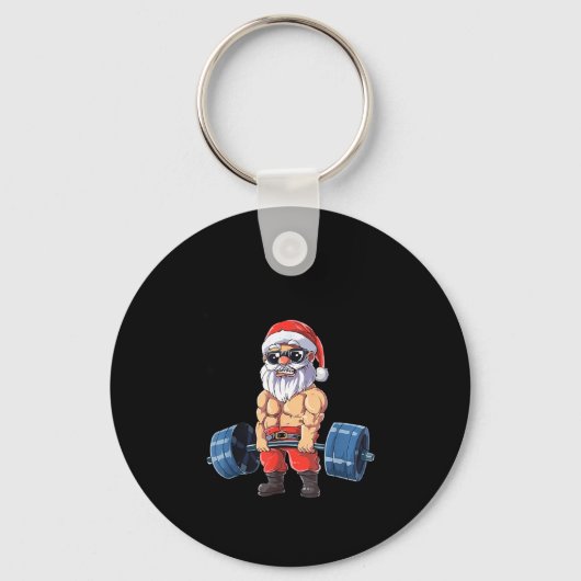 Santashred Grappige Kerstman Meme Kerstmis Gym Bod Sleutelhanger (Voorkant)