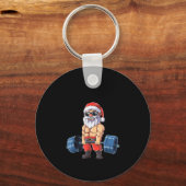 Santashred Grappige Kerstman Meme Kerstmis Gym Bod Sleutelhanger (Voorkant)