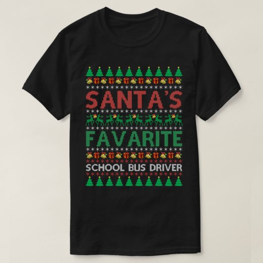 Santax27s Favoriete schoolbus Kerstmis T-shirt (Design voorkant)