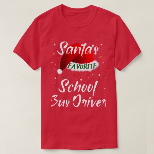 Santax27s Favoriete schoolbus Santa Hat Chr T-shirt (Design voorkant)