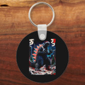 Santazilla Japanese Monster Kaiju Dinosaur Christm Sleutelhanger (Voorkant)
