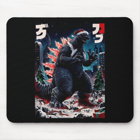 Santazilla Japans Monster Kaiju Dinosaur Kerstmis Muismat (Voorkant)