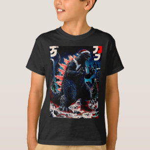 Santazilla Japans Monster Kaiju Dinosaurus Kerstmi T-shirt