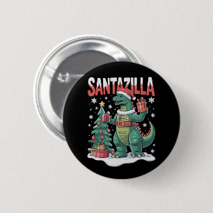 Santazilla Japans Monster Kaiju Kerstmis Dinosauru Ronde Button 5,7 Cm