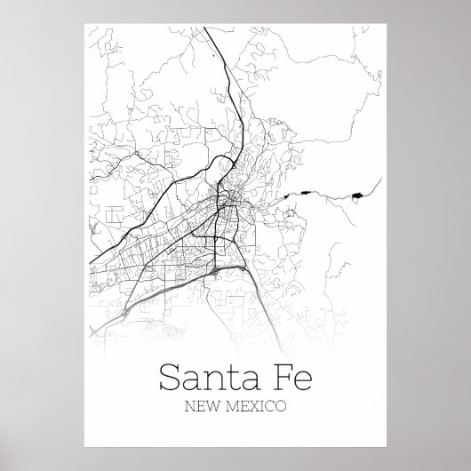 Sante Fe Map - New Mexico - City Map Poster (Voorkant)