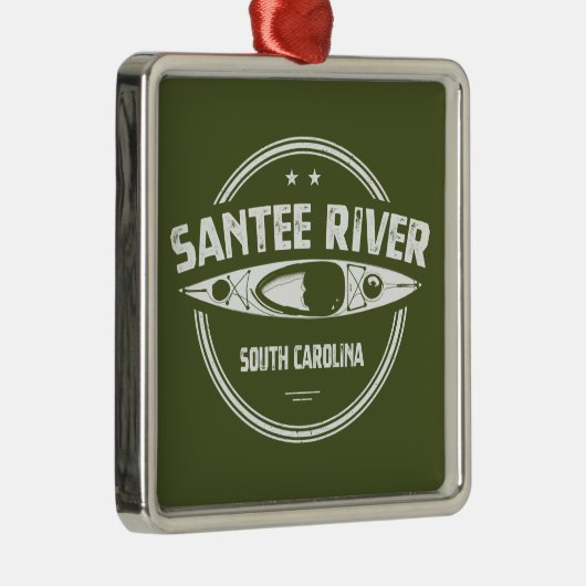 Santee Rivier South Carolina Kayakken Metalen Ornament (Rechts)