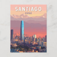 Santiago Chile Illustratie Reizen Art Vintage