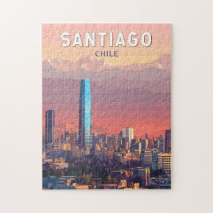 Santiago Chile Illustratie Reizen Art Vintage Legpuzzel