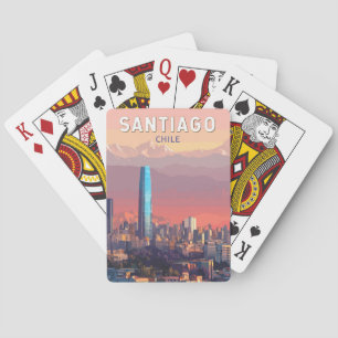 Santiago Chile Illustratie Reizen Art Vintage Pokerkaarten