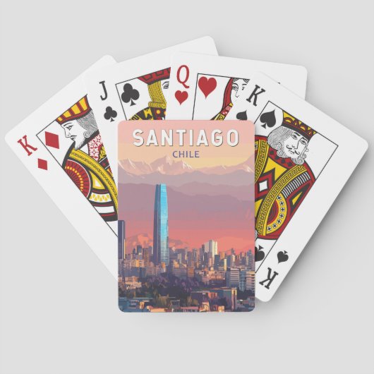Santiago Chile Illustratie Reizen Art Vintage Pokerkaarten (Achterkant)