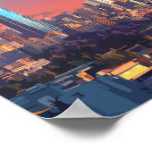 Santiago Chile Illustratie Reizen Art Vintage Poster (Hoek)