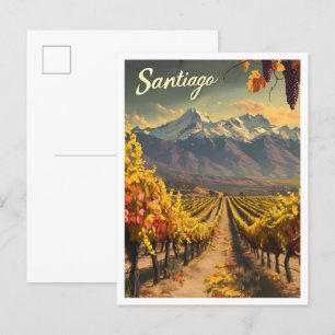 Santiago Chile  Kunst Reizen Illustratie Briefkaart
