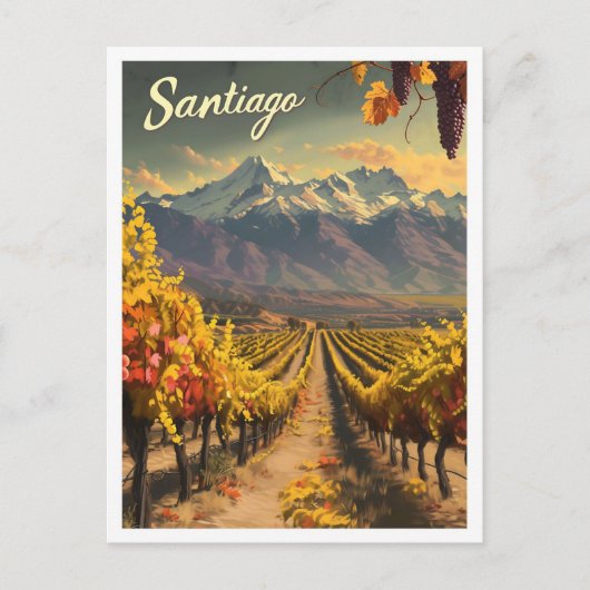 Santiago Chile  Kunst Reizen Illustratie Briefkaart (Voorkant)