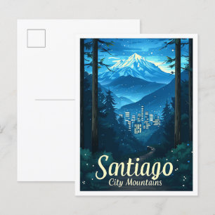 Santiago Chile  Kunst Reizen Illustratie Briefkaart