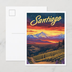 Santiago Chile Kunst Reizen Illustratie Briefkaart