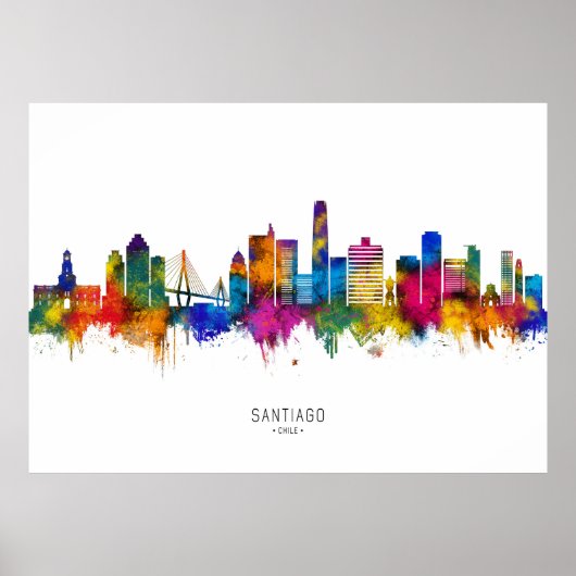 Santiago Chile Silhouet Poster (Voorkant)