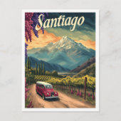 Santiago Chili Artistieke Reisillustratie Briefkaart (Voorkant)