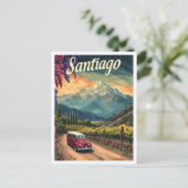 Santiago Chili Artistieke Reisillustratie Briefkaart (Staand voorkant)