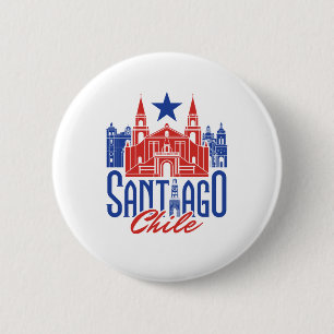 Santiago Chili Chileense Souvenir Travel Vacation Ronde Button 5,7 Cm